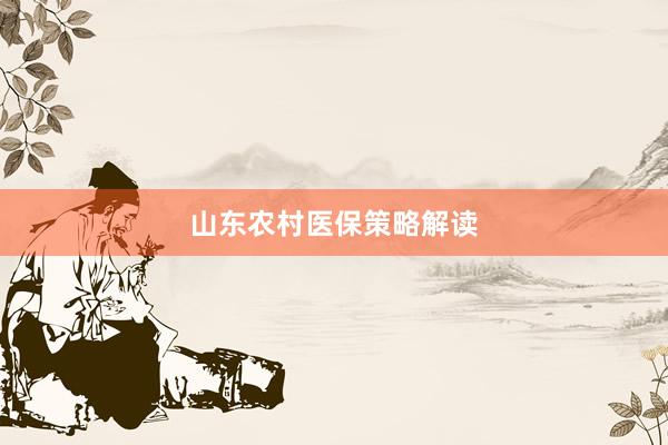 山东农村医保策略解读